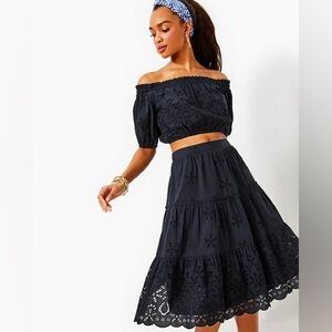 Penley Midi Set in Onyx Calypso Eyelet